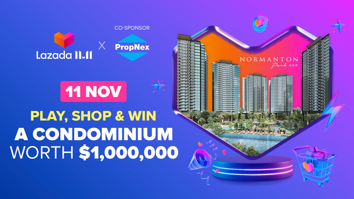Lazada Presents Singapores Biggest Property Giveaway This 11.11 With The Grand Prize Of A Million-dollar Condominium Unit
